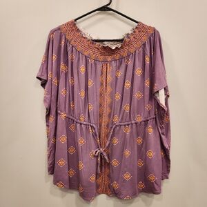 Colleen Lopez Stretchy Boho Waist Drawstring Top